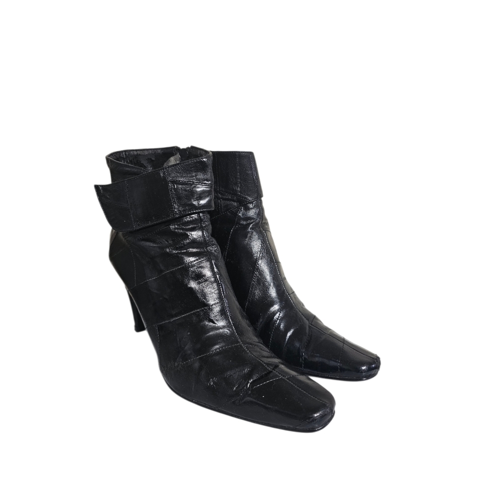 Black Pointed Toe Ankle Exotic Stiletto Boots Size 8